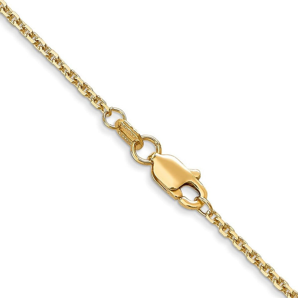 JewelryWeb 14k Yellow Gold Polished 1.3mm Solid Sparkle-Cut Cable Chain Necklace Lobster Claw Chain Necklace for Women and Men