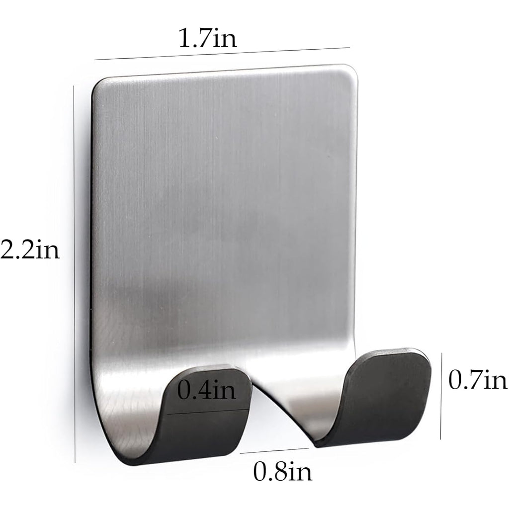 No-Drill Stainless Steel Razor Holder Adhesive Wall-Mounted Shaving Organizer Plug Hook and Storage Rack for Bathroom and Kitchen Silver 2pcs
