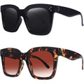 Vintage Women Oversized Sunglasses Designer Luxury Square Sun Glasses Uv400 Protection Flat Lens