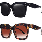 Vintage Women Oversized Sunglasses Designer Luxury Square Sun Glasses Uv400 Protection Flat Lens