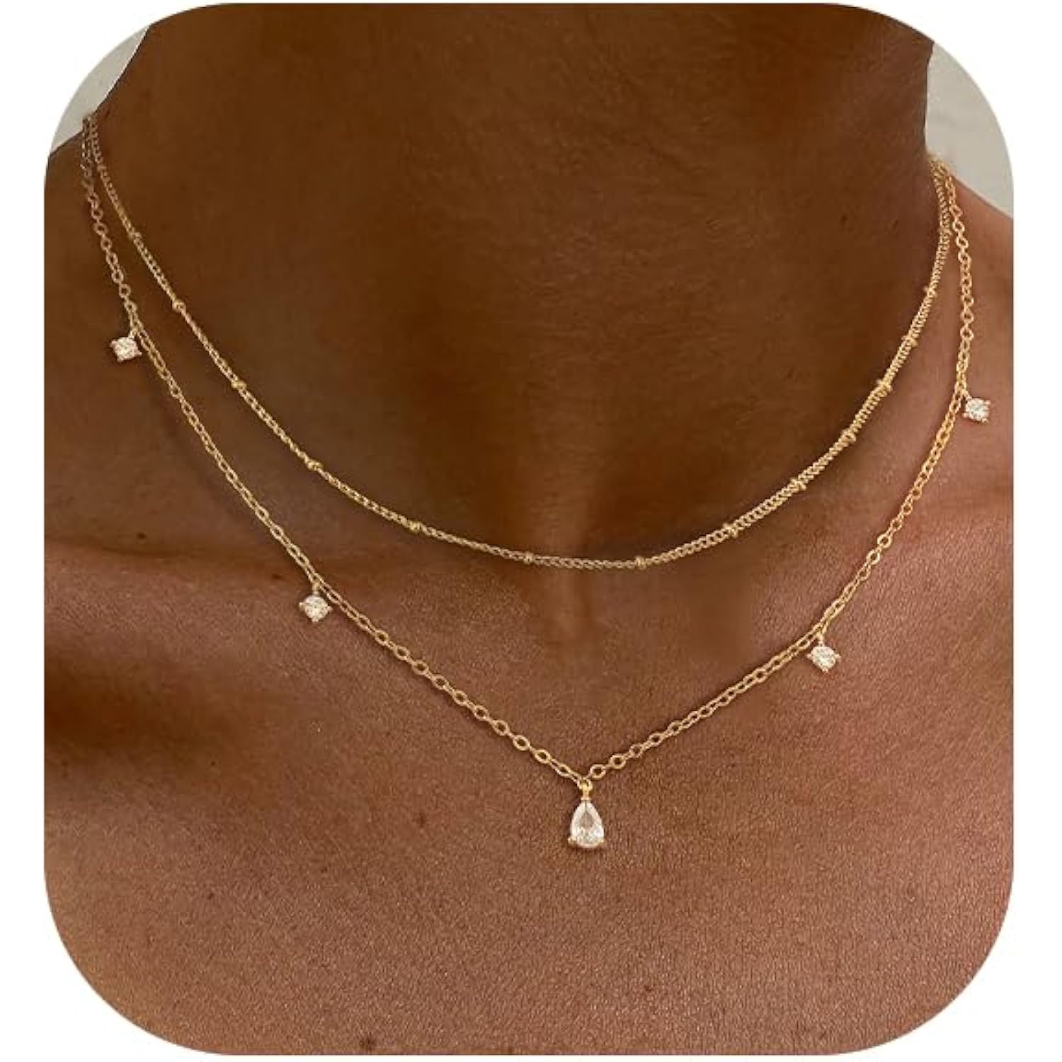 Layered Necklaces For Women,Dainty Gold Plated Necklace Stack Prom Layering Necklaces For Women Trendy Chain Cross Choker Necklace Set Fashion Accessories