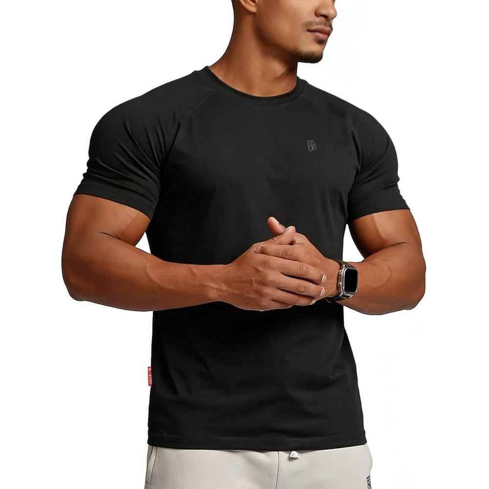 Casual Short Sleeve Crew Neck Classic Wicking Breathable Fitness Muscle Athletic T Shirts Mens