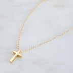 Austin Down to Earth, Tiny Cross Necklace, Simple Gold Cross Necklaces for Women, 14k Gold Filled Chain, Christian Gift for Baptism Confirmation Graduation