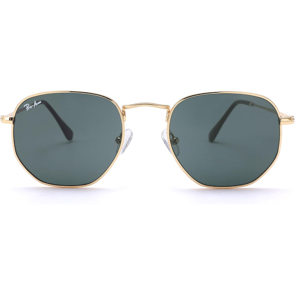 Pro Acme Small Square Sunglasses For Women Men 100% Real Glass Lens Hexagonal Frame