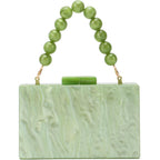 Women Acrylic Clutch Purse Formal Wedding Evening Handbag Marble Party Shoulder Crossbody Bag With Bead Chain
