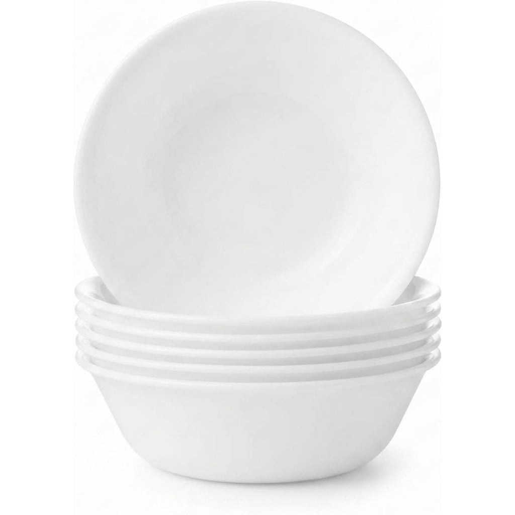 Corelle Vitrelle 6-Piece Soup/Cereal Bowl Set Triple Layer Glass and Chip Resistant, 18-Oz Lightweight Round Bowls, Winter Frost White