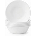 Corelle Vitrelle 6-Piece Soup/Cereal Bowl Set Triple Layer Glass and Chip Resistant, 18-Oz Lightweight Round Bowls, Winter Frost White