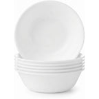 Corelle Vitrelle 6-Piece Soup/Cereal Bowl Set Triple Layer Glass and Chip Resistant, 18-Oz Lightweight Round Bowls, Winter Frost White