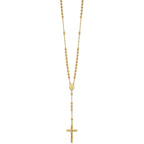 Handcrafted Real Gold Crucifix Necklace with 4mm Beaded Chain Featuring Virgin Mary Centerpiece and Polished Cross Pendant for Men and Women Spiritual Catholic Christian Jewelry Devotion Wear