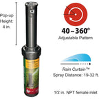 Rain Bird 32Sa/4Pks Simple Adjust 32Sa Gear Drive Rotor, Adjustable 40° - 360° Pattern, 19' - 32' Spray Distance, 4-Pack