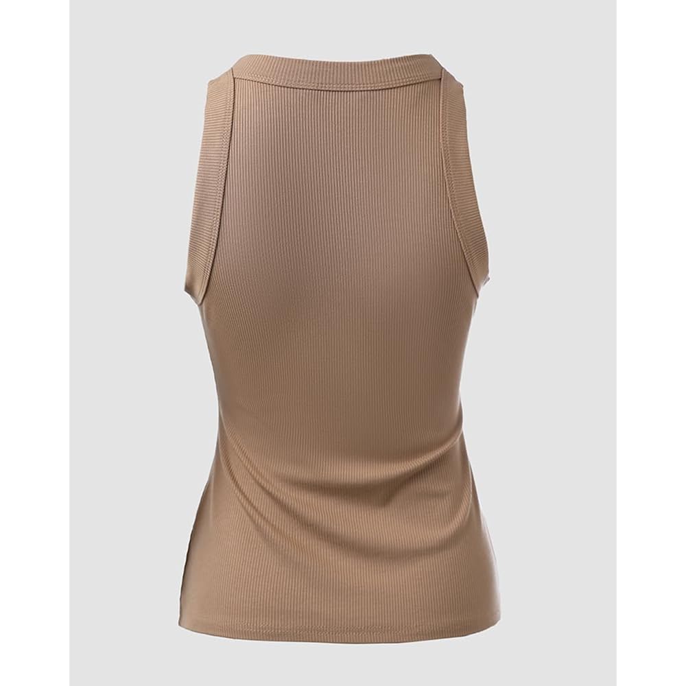 Chicme Womens Summer Sleeveless Tank Top Casual Ribbed Racerback Basic Fitted Thick Strap Shirts Tops