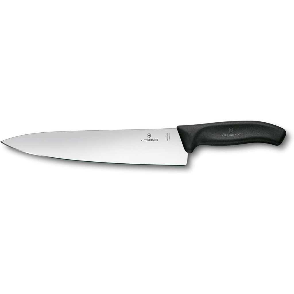 Victorinox Chef Knife 8 Inch - Swiss Classic Straight Edge Chef’s Knife, Kitchen Knife with Stainless Steel Blade, Ergonomic Non-Slip Handle, Dishwasher Safe, Black