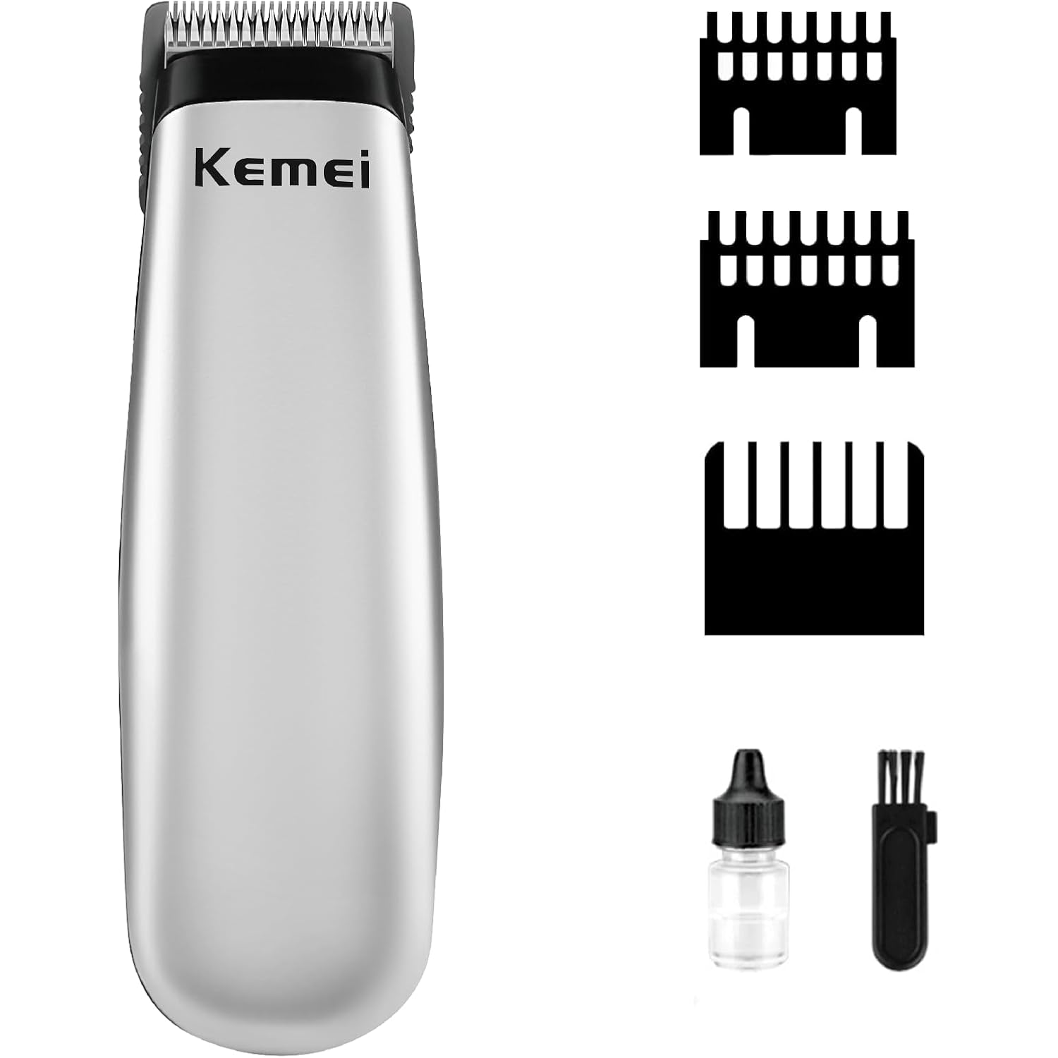 Kemei Mini Hair Trimmer Compact, Portable Clipper For Men, Precision Haircut And Shaving Tool Silver, Travel Friendly
