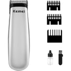 Kemei Mini Hair Trimmer Compact, Portable Clipper For Men, Precision Haircut And Shaving Tool Silver, Travel Friendly