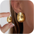 Risamil 2/3 Pairs Chunky Gold Earrings for Women Trendy, 14K Gold Plated Statement Earrings for Women Big Large Higgie Hoop Earrings Hypoallergenic Stud Earring Sets Gold Jewelry Set for Women Fashion Accessories