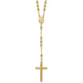 Handcrafted Real Gold Crucifix Necklace with 4mm Beaded Chain Featuring Virgin Mary Centerpiece and Polished Cross Pendant for Men and Women Spiritual Catholic Christian Jewelry Devotion Wear