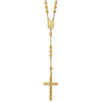 Handcrafted Real Gold Crucifix Necklace with 4mm Beaded Chain Featuring Virgin Mary Centerpiece and Polished Cross Pendant for Men and Women Spiritual Catholic Christian Jewelry Devotion Wear