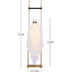 Halloween Decorations Outdoor 3.7Ft Pre-Assembled Hanging Swing Ghost With Remote Lights Spooky Hanging Ghosts For Porch Yard Tree Party