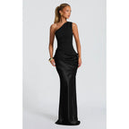 Memoriesea Women'S One Shoulder Pleated Formal Wedding Maxi Dress | Formal, Evening Gown