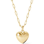 Ana Luisa Lev Puffy Heart Necklace for Women - Paperclip Chain w/ 14K Gold Plated & Silver Rhodium Plated Small Puffed Heart Pendant - Hypoallergenic, Water-Resistant, Tarnish-Free Jewelry