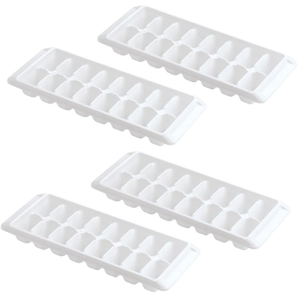 Easy Release White Ice Cube Tray, 16 Cube Trays (Pack Of 4) (4 Pack - 64 Cubes)