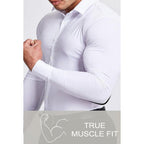 Men’S Muscle Fit Dress Shirts Athletic Slim Fit Long Sleeve Stretch Casual Button Down Shirt