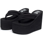 Qzunique Women Flip Flop, Thong Wedge Platform Sandals Arch Support Slippers High Heel Comfortable Cushion Shoes Summer Beach