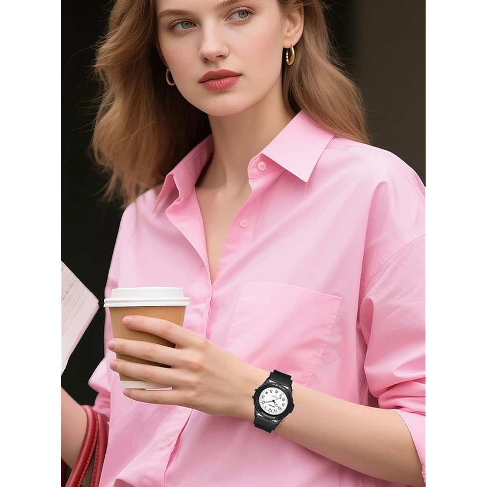 Womens Watches with Night Light, Waterproof Sports Watch, Analog, Quartz, Lightweight, Big Face