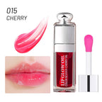 GECOMO Hydrating Lip Glow Oil, Lip Oil Gloss Transparent Toot Tinted Nourishing Long Lasting Repairing Lightening Lip Lines (CHERRY) 0.2 OZ