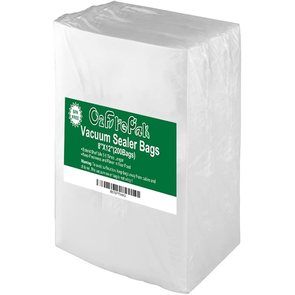 O2Frepak 200 Quart Size 8" X 12" Vacuum Sealer Bags With Bpa Free And Heavy Duty,Great For Food Storage Vaccume Sealer Precut Bag