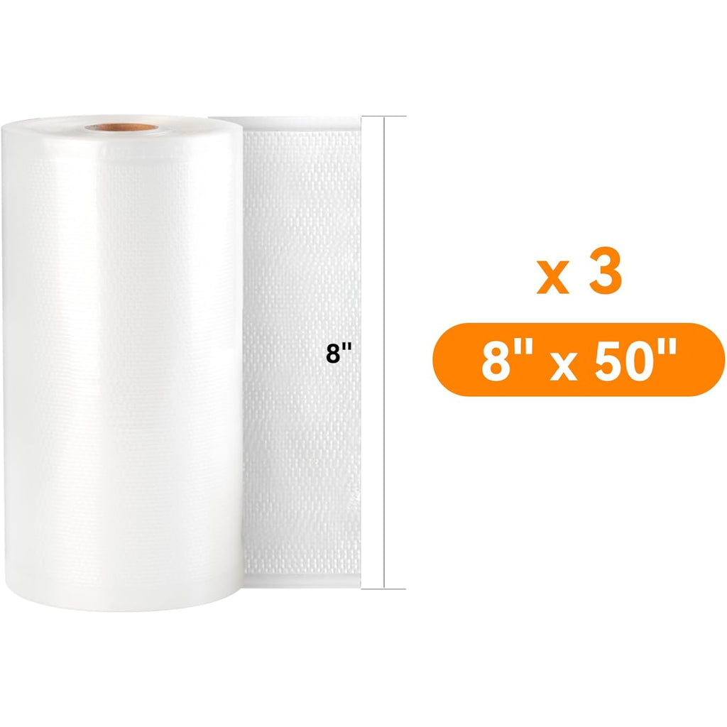 [2024 New] 8" X 50' 3 Rolls, Vacuum Sealer Rolls Bags For Food, Great For Food Storage, Sous Vide And Meal Prep, Wevac Lite