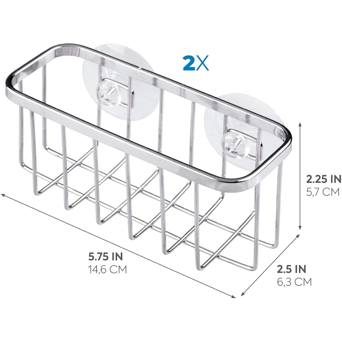 Idesign Gia Stainless Steel Dish Sponge Holder Basket With Suction Cups, Ideal For Kitchen Sinks And Bathroom Organization, 2.25"D X 2.5"W X 5.75"H, Set Of 1, Polished
