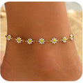 Anklets for Women, 18K Gold Plated Dainty Ankle Bracelets with Tennis, Pearl, Daisy, Lip, Snake Chain, Layered CZ Anklet Waterproof, Adjustable Boho Summer Beach Foot Jewelry
