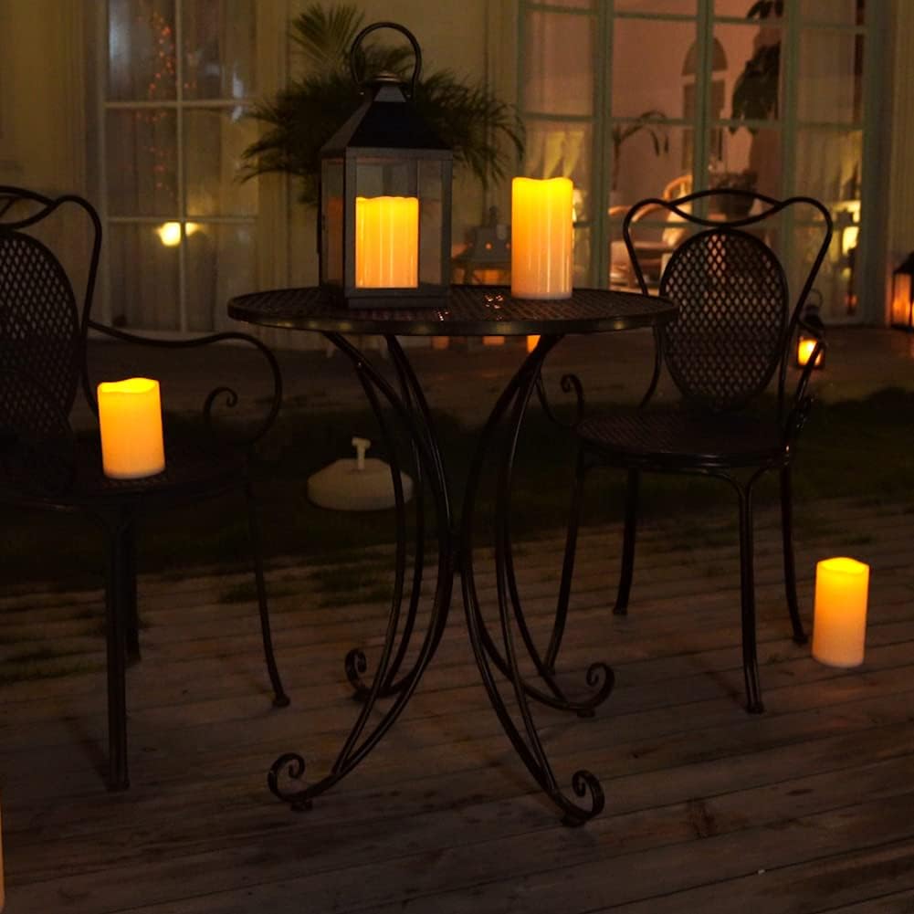 Homemory 10" X 4" Large Waterproof Outdoor Flameless Candles With Remote Control And Timer, Battery Operated Flickering Led Pillar Candles For Outdoor Larterns, Porch, Long Lasting, Set Of 2