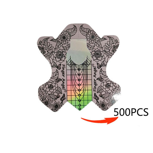 500Pcs Nail Tips Laser Nail Forms Gel Polish Extension Forms Acrylic Tips Nail Art Decoration DIY Nail Gel Curl
