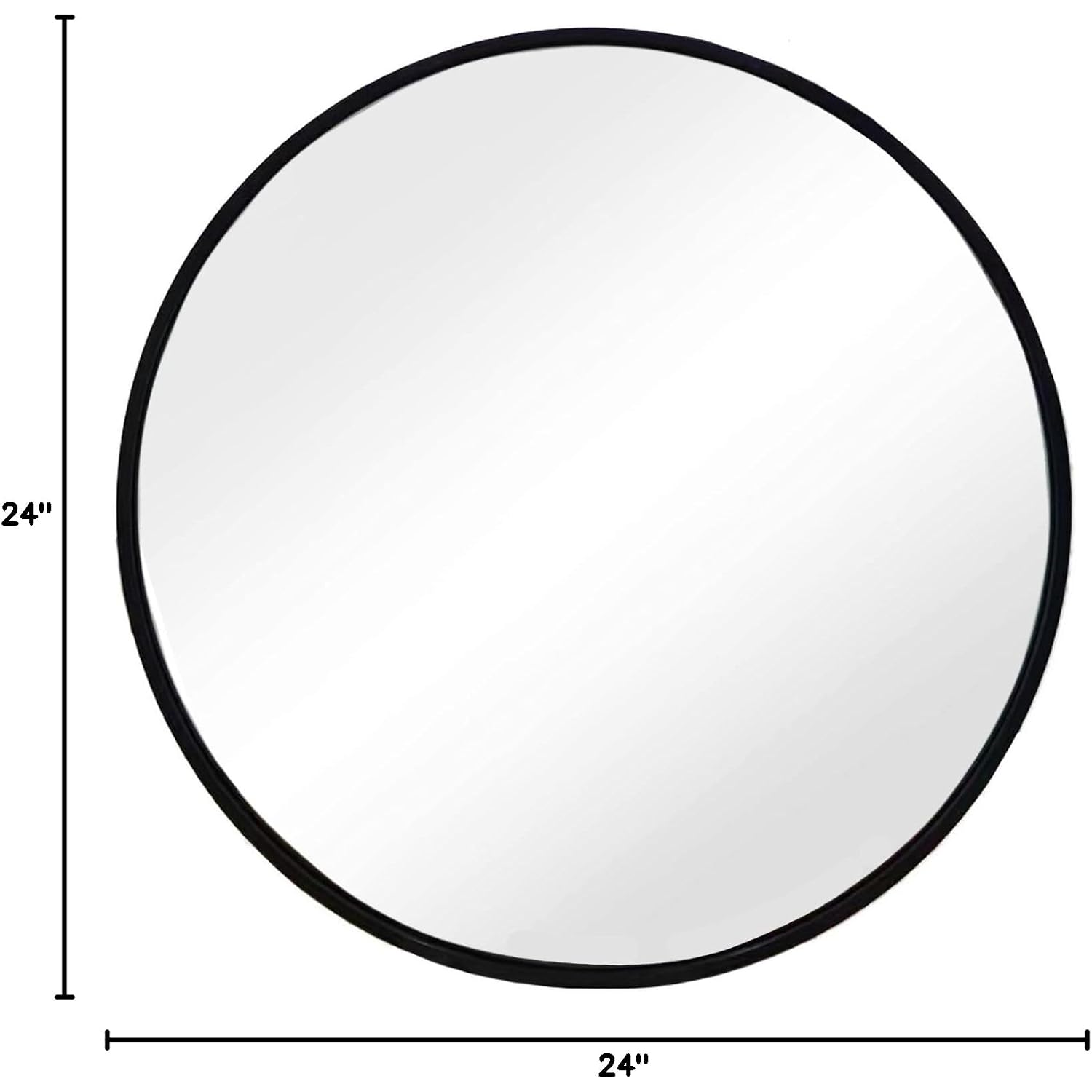 Black Round Mirror, Round Mirror 24 Inch, Black Circle Mirrors Matte Metal Frame, Wall Mounted Mirrors For Living Room, Bathroom, Wall, Entryway.