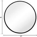 Black Round Mirror, Round Mirror 24 Inch, Black Circle Mirrors Matte Metal Frame, Wall Mounted Mirrors For Living Room, Bathroom, Wall, Entryway.