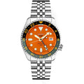 Seiko Ssk005 Automatic Watch For Men - 5 -Sports - Orange Dial With Date Calendar And Luminous Hands & Markers And Gray Gmt Bezel, 100M Water-Resistant