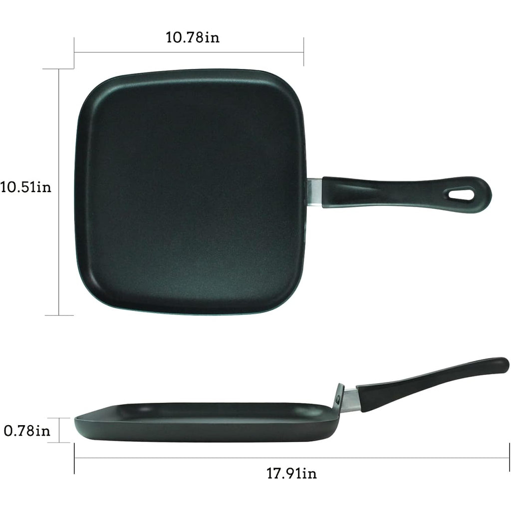 10 Inch Square Griddle Pan, Nonstick Grill Pan for Cooking Eggs, Omelettes, and More, Griddle Cookware, PFOA Free