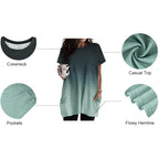 Ritera Plus Size Tops For Women Long Tunic Tops Summer Long Shirts Short Sleeve Spring Tops With Pockets For Leggings Xl-5Xl