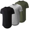 Jmierr Mens 3 Pack Cotton Hipster Hip Hop Longline Crewneck T-Shirt