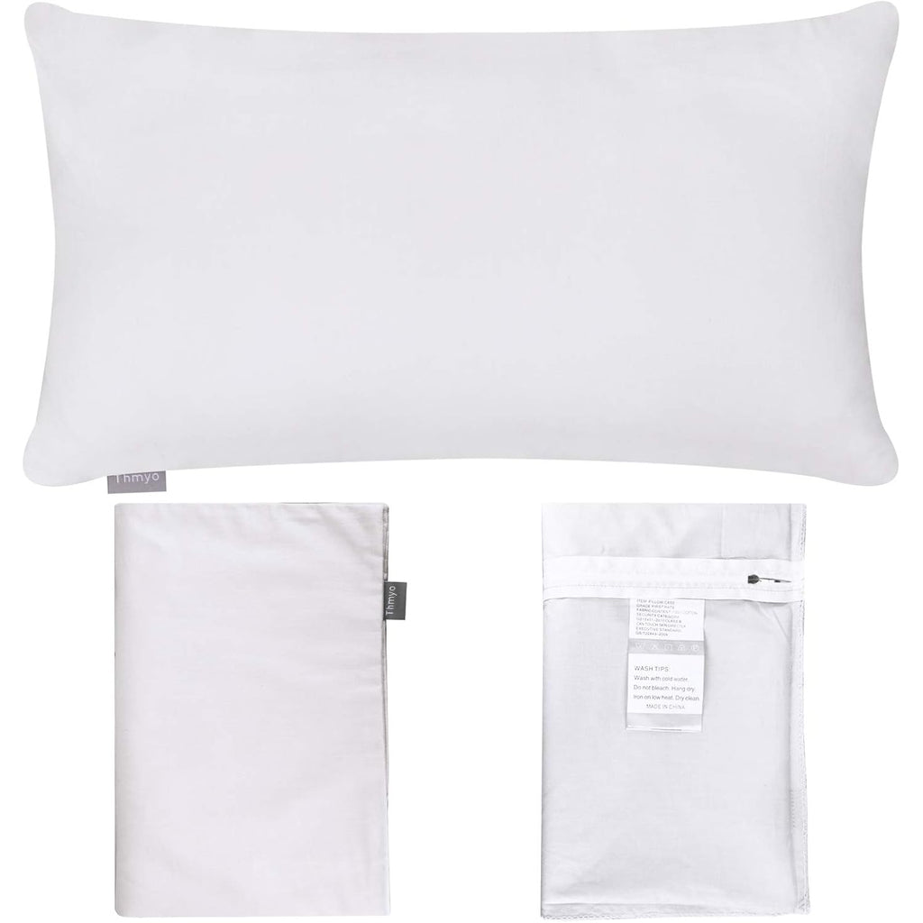 Thmyo 4-Pack 100% Cotton Lumbar Comfortable Solid Decorative Throw Pillow Case Rectangle Cushion Cover Diy Throw Pillowcase For Sofa Bed(Only Covers,Not Pillow Shams)(12X20Inch/30X50Cm,White)