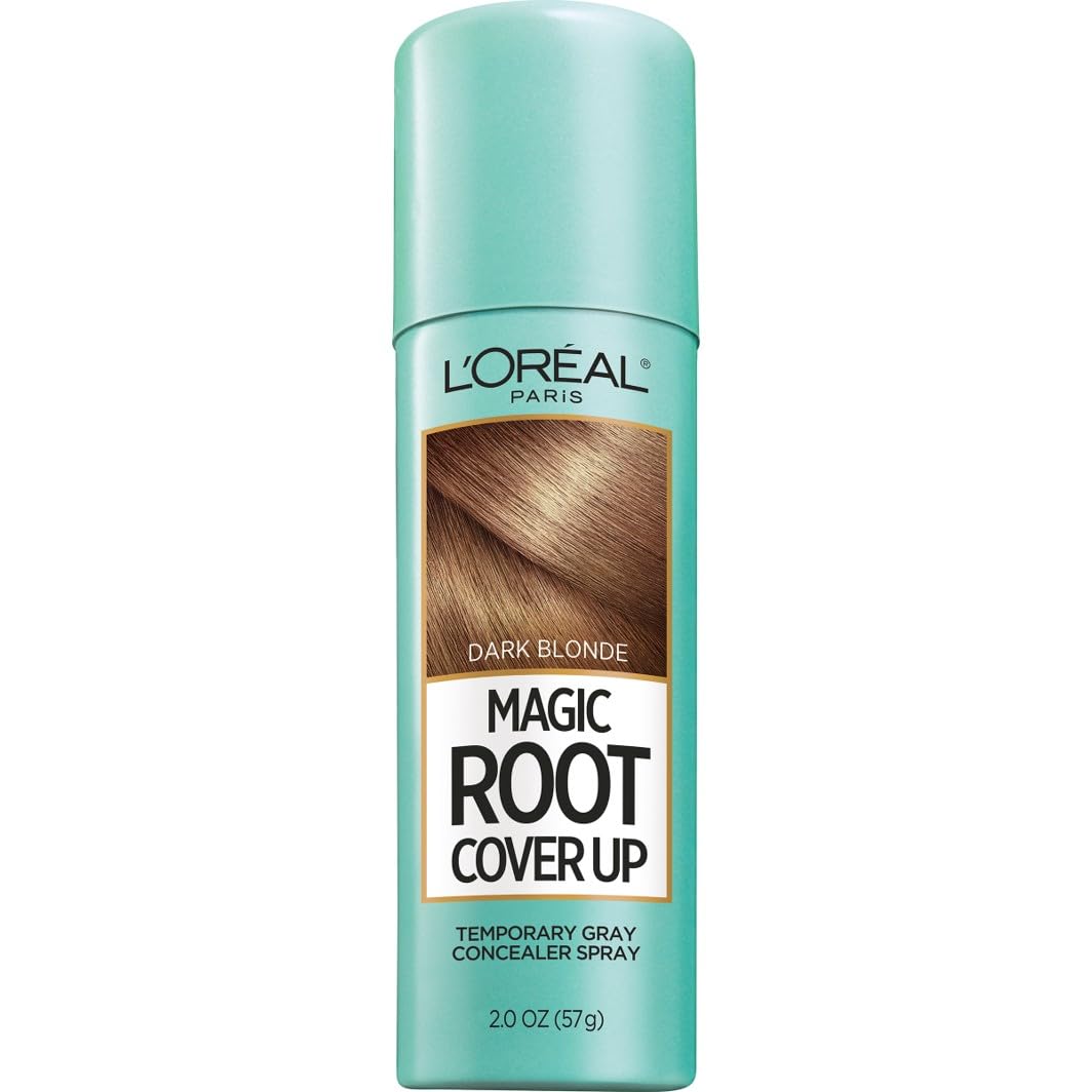 L'Oreal Paris Magic Root Cover Up Gray Hair Spray, 100% Gray Hair Coverage with Buildable, Lightweight, Transfer-Resistant, and Temporary Formula, Ammonia-Free, Dark Blonde, 2 oz (1 Count)