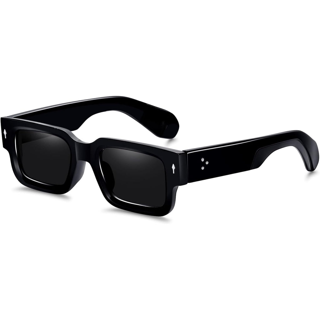 Cool Square Frame Sunglasses for Women Men Trendy Chunky Rectangle Sun Glasses Black Shades UV400 Protection Black and Gray