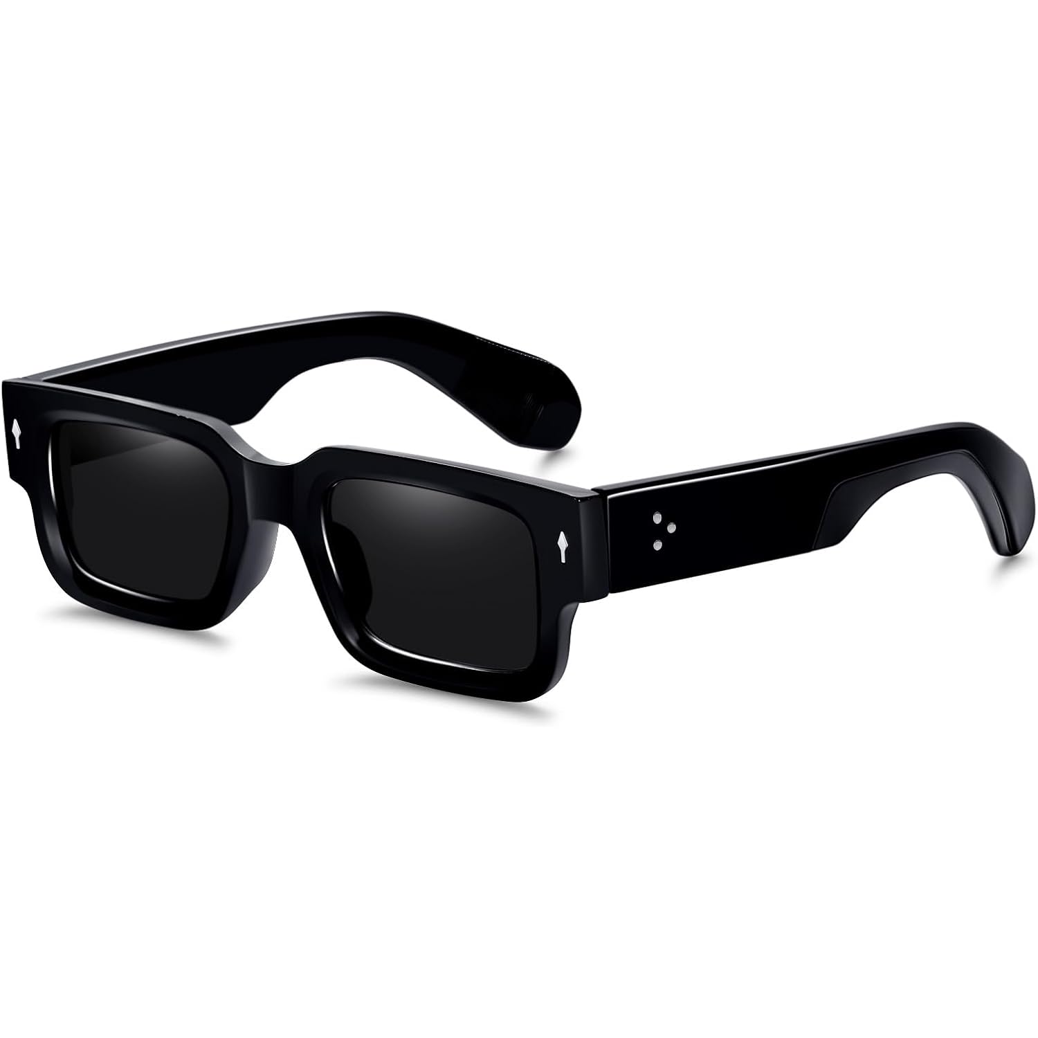 Cool Square Frame Sunglasses for Women Men Trendy Chunky Rectangle Sun Glasses Black Shades UV400 Protection Black and Gray