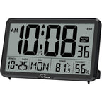 Auto Set Digital Wall Clock Battery Operated, Desk Clocks With Temperature, Humidity And Date, Large Display Digital Calendar Alarm Clock For Elderly, Bedroom, Office, 8 Time Zone, Auto Dst.