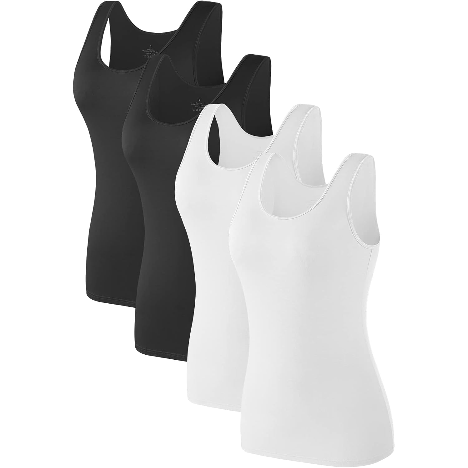 4 Pack Tank Top for Women Basic Undershirt Tanks Sleeveless Casual Shirts Soft Seamless Layering Tops