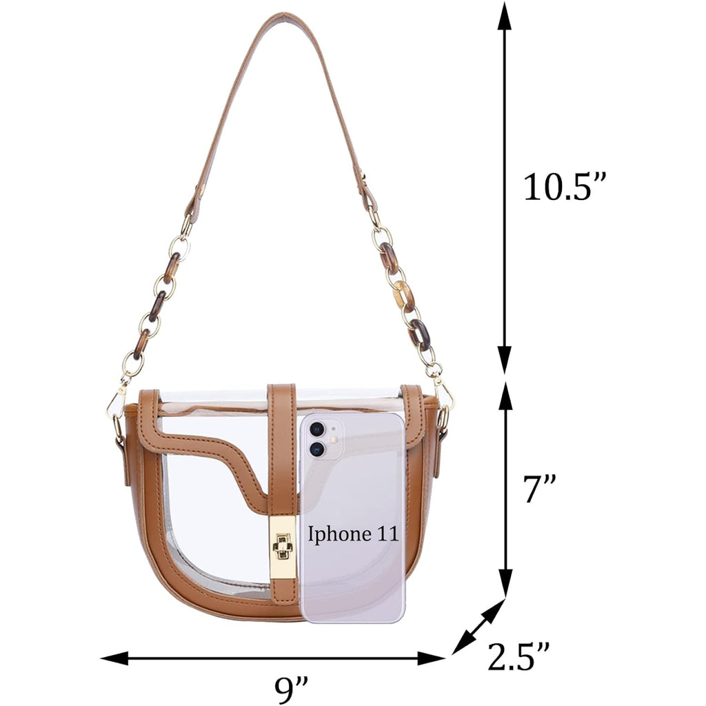 KKXIU Clear Crossbody Bag for Women Stadium Approved Vegan Leather Concert Shoulder Sports See-Through Purse | Stadium Approved, Concert, Sports, See-Through