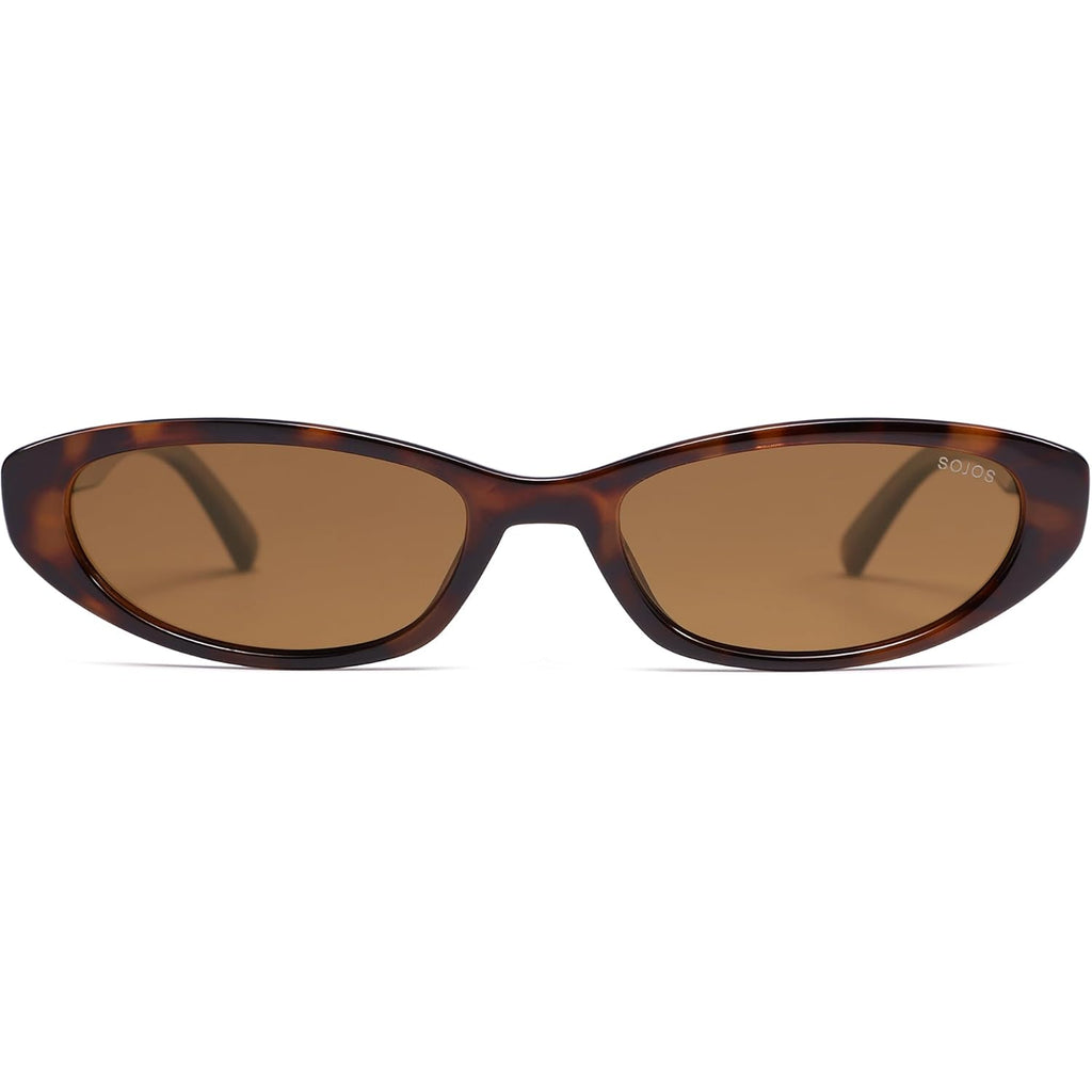 SOJOS Trendy Y2k Cat Eye Polarized Sunglasses Womens Mens, 80s 90s Retro Thin Small Oval Sunnies SJ2664