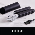 Gorilla Grip Garlic Press And Peel Set, Heavy Duty Mincer Tool, Large Ergonomic Handle, Easily Mince And Crush Garlics, Ginger, Nuts, Seeds, Peeler Included, Peeling Cloves, Kitchen Gadgets, Black
